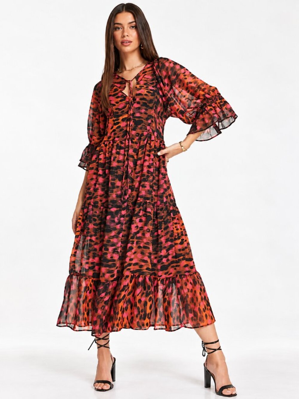 Topshop Petite Animal Print Smock Midi Dress Multicolor US 4 NWT
